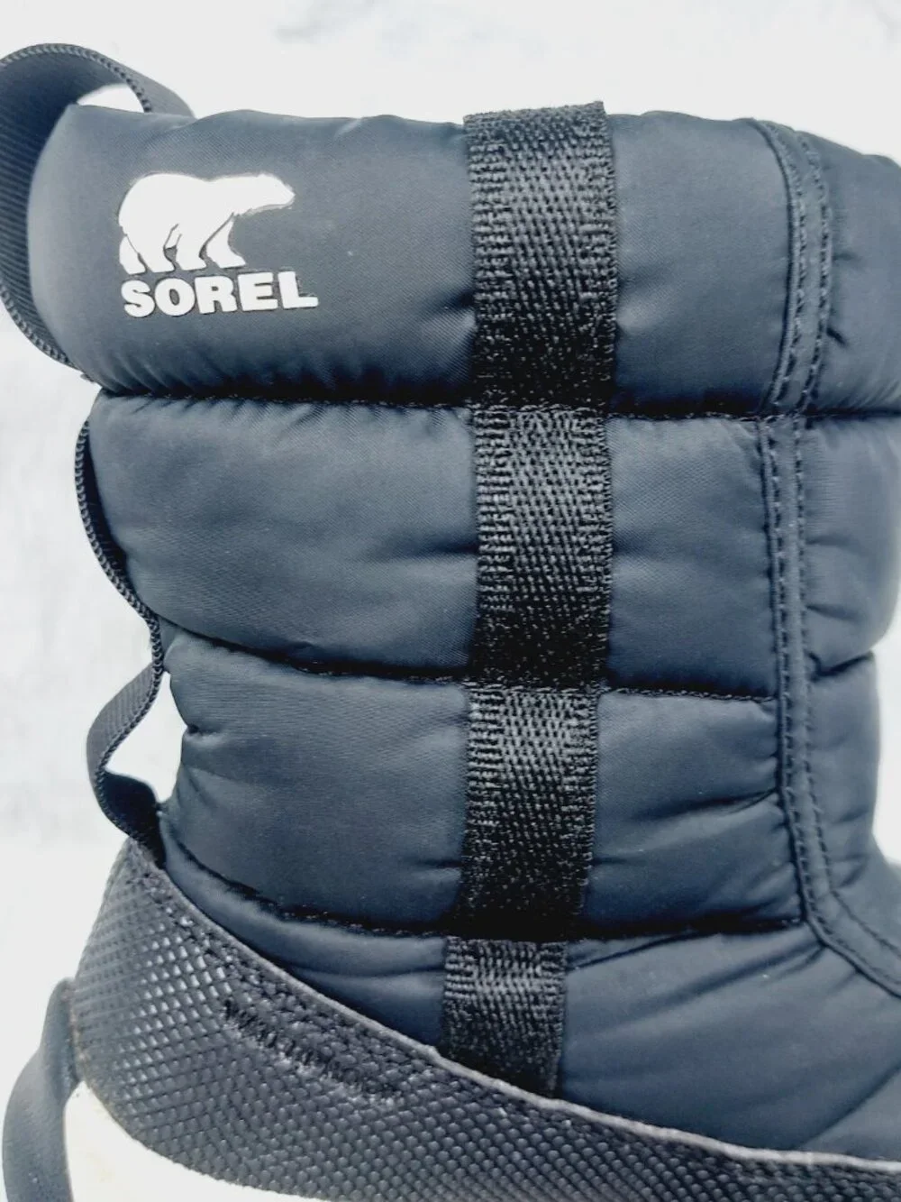 Sorel Girl's Black White Whitney II Puffy Mid-Calf Waterproof Snow Boots Size 13